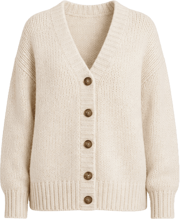 A cream knit cardigan
