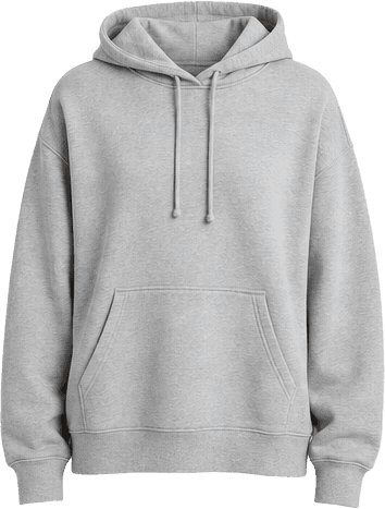 A grey pullover hoodie