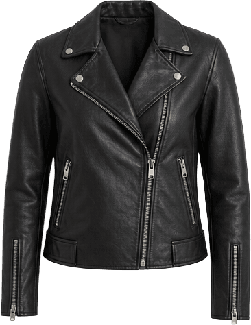 A black leather biker jacket