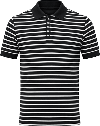 A black and white striped polo shirt